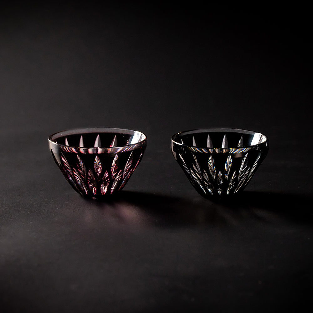 Satsuma Kiriko Sakurajima Sake Cup Pair