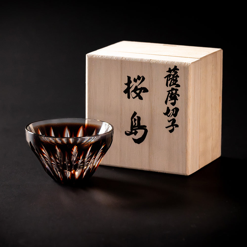 薩摩切子 桜島盃 赤金