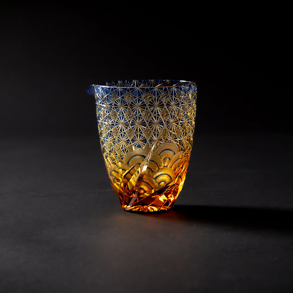 Edo Kiriko Katakuchi Sazanami Amber
