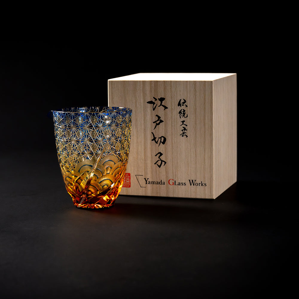 Edo Kiriko Katakuchi Sazanami Amber