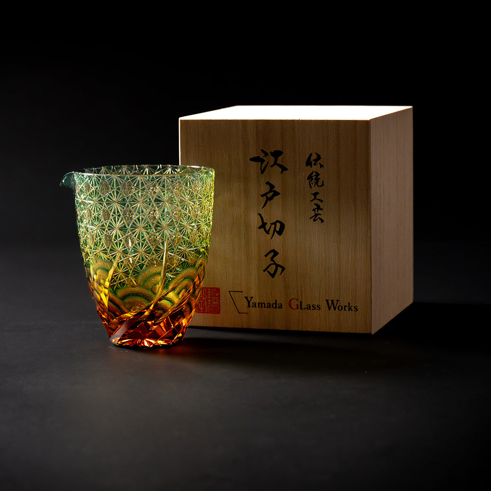 Edo Kiriko Katakuchi Sazanami Amber