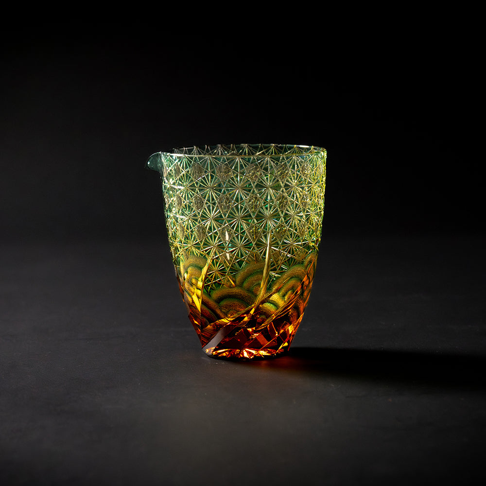 Edo Kiriko Katakuchi Sazanami Amber