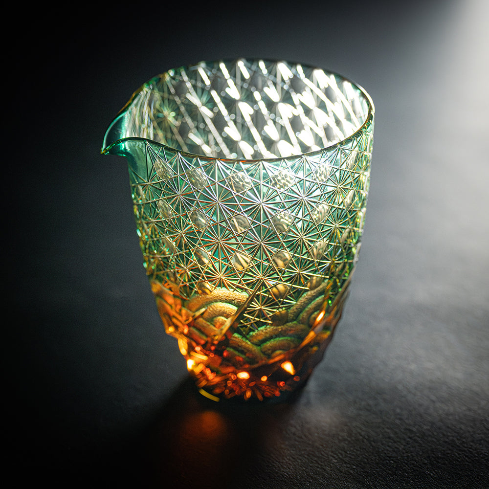 Edo Kiriko Katakuchi Sazanami Amber