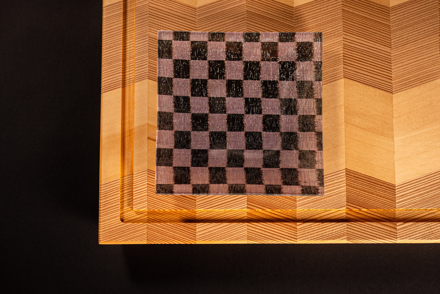 Oshima Tsumugi square plate 13cm checkered pattern