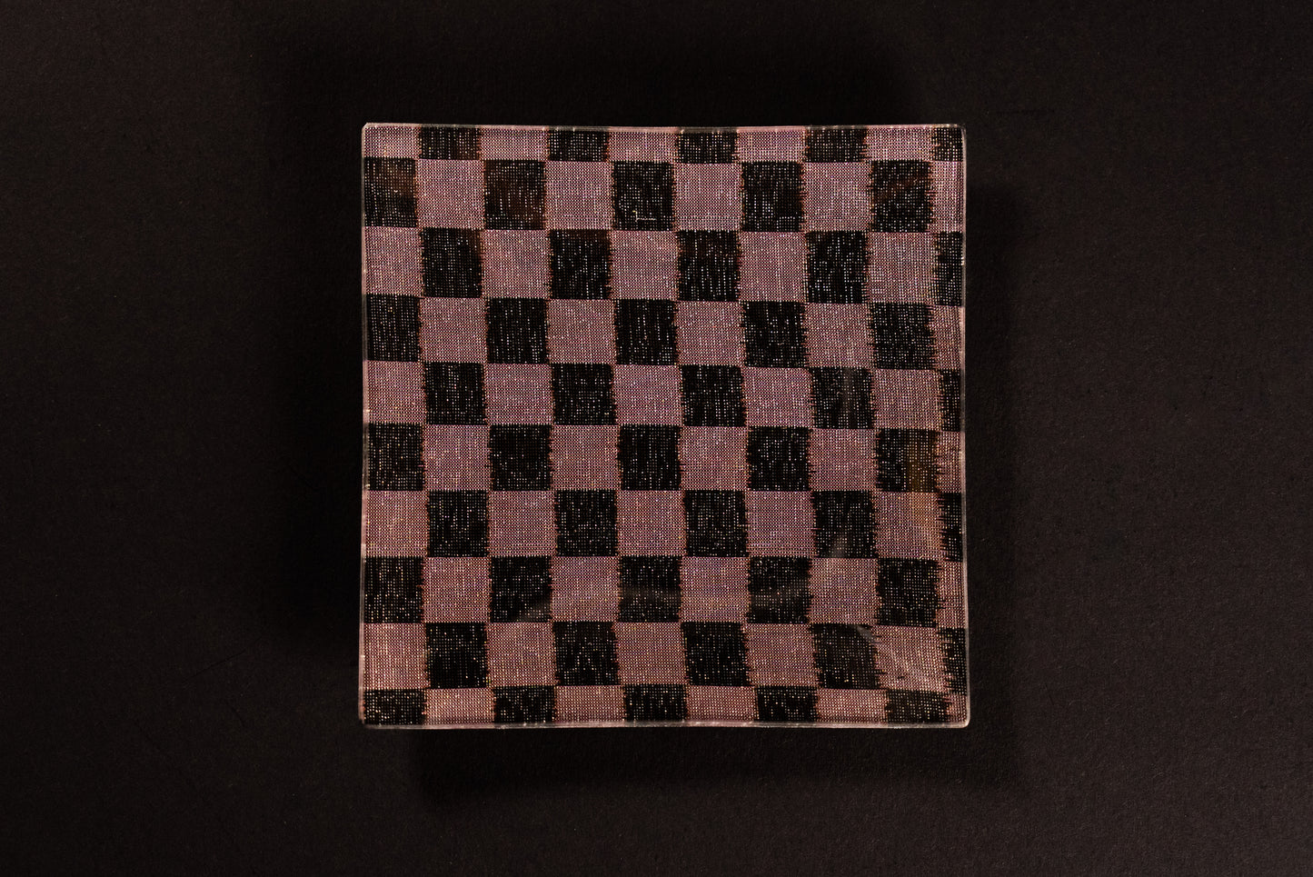 Oshima Tsumugi square plate 13cm checkered pattern